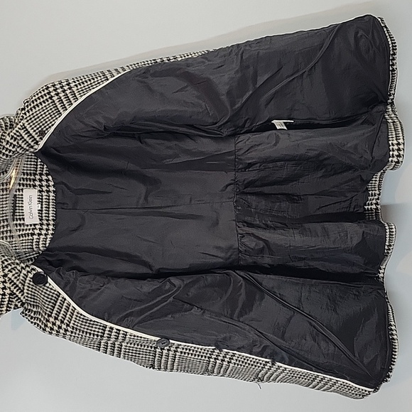 Calvin Klein double breasted black white houndstooth pea coat size 14 - Picture 6 of 8